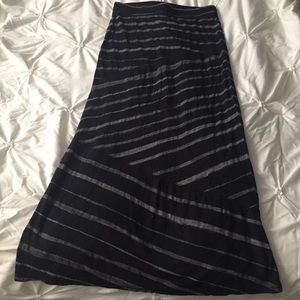 Express Black and Gray Striped Maxi Skirt