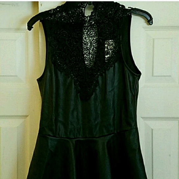 Black lace/leather top