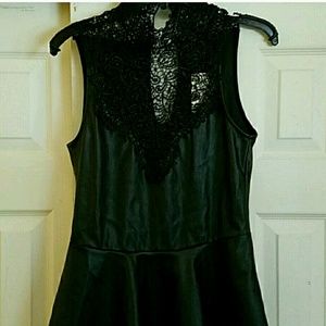 Black lace/leather top
