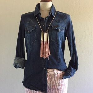 Dark Denim Snap front Shirt