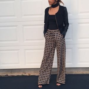Michael Kors tan/navy palazzo pants