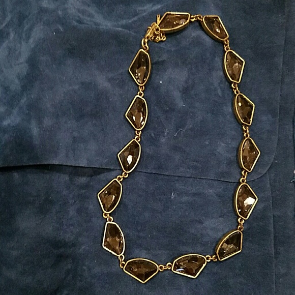 Brass colored, black jewel dressy necklace