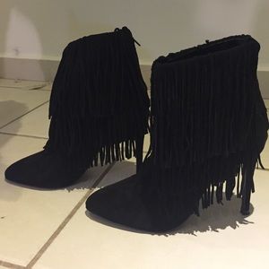 Zara Real Leather Fringe Booties