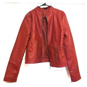 Red/Maroon faux leather jacket -XL Rue21