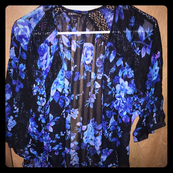 Express floral cardigan wide sleeves - small