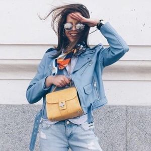 Zara Powder Blue Leather Jacket