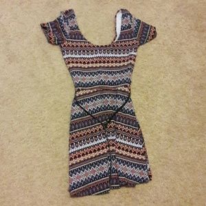 Aztec pattern skater dress