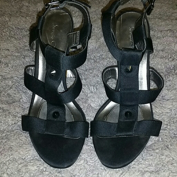 Black Satin Sandal Heels