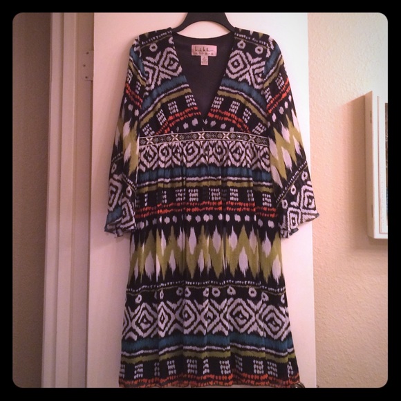Nicole Miller Silk Tribal Print Dress - Picture 1 of 4