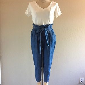 Relaxed Chambray Pant with Tie belt