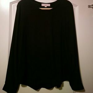 Long sleeve mixed media top