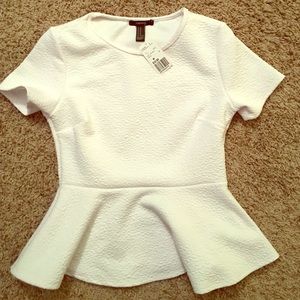 White peplum top