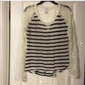 Candies Striped Lace Shirt