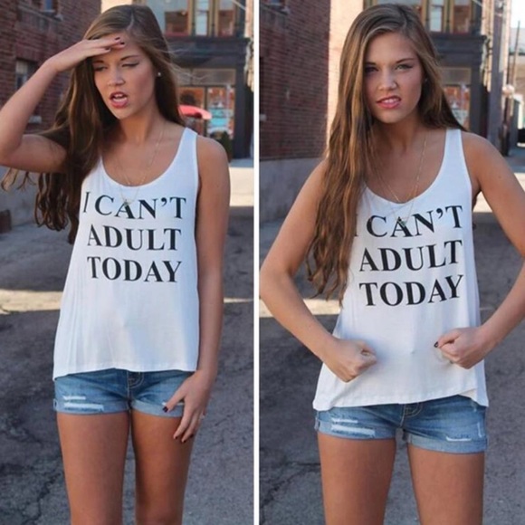 Gray "I Cant Adult Today" tank top - Picture 2 of 4