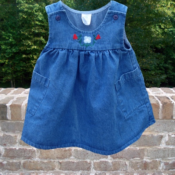 2 PCS DENIM DRESS WITH SKIRT WITH FLOWER PRINT