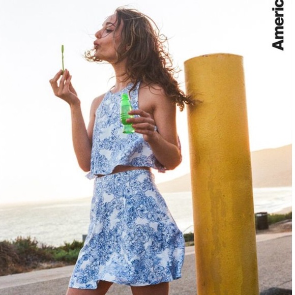 American Apparel Lolita Mini Skirt in Blue Floral - Picture 2 of 4