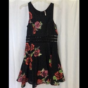 Free People black and rose lace minidress.