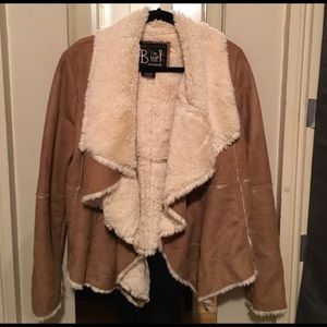 FAUX SHEARLING DRAPED JACKET