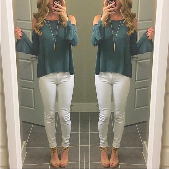 Bell Sleeve Cold Shoulder Top