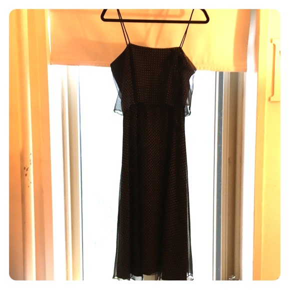 Vintage black and gold polka dot spaghetti dress
