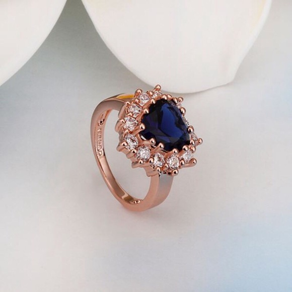 18K gold plated ring,blue zircon stone - Picture 2 of 6