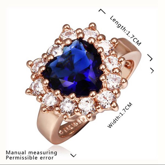 18K gold plated ring,blue zircon stone - Picture 3 of 6