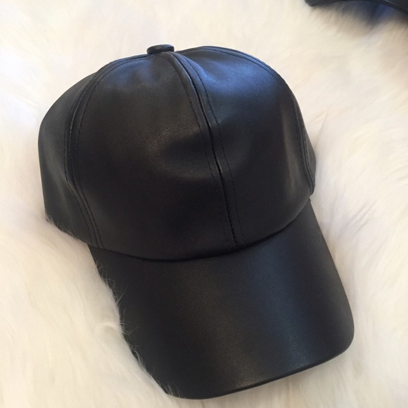 LAST ONE! Black Leather Baseball Cap - Picture 2 of 4