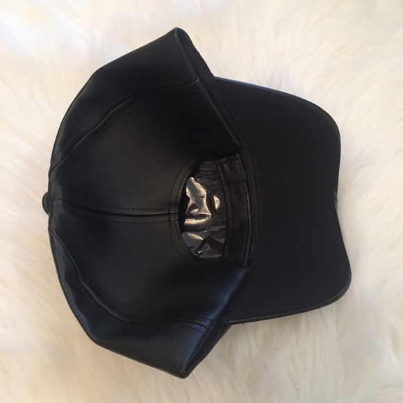 LAST ONE! Black Leather Baseball Cap - Picture 3 of 4