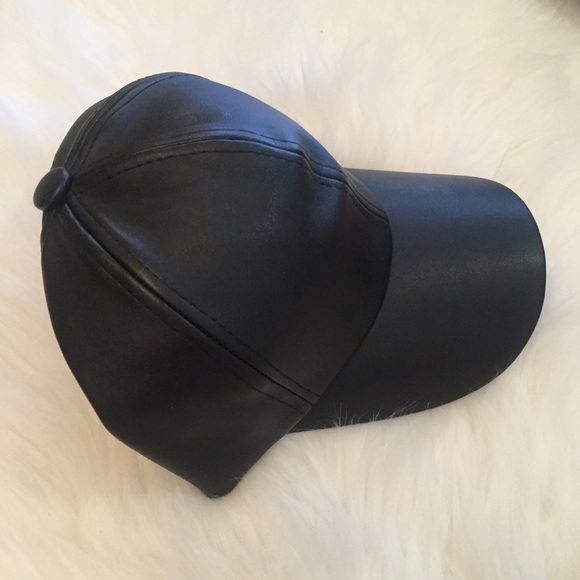 LAST ONE! Black Leather Baseball Cap - Picture 4 of 4