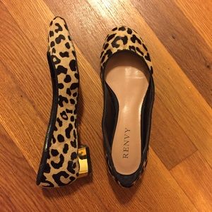 Renvy leopard gold-heel flats