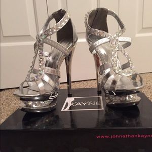 Silver heels with AB stones