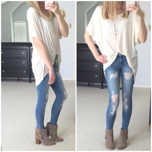 LAST ITEM▫️Oatmeal V-Back Tee - Picture 3 of 4