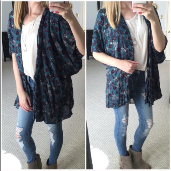 LAST ITEM▫Jade Floral Kimono Cardigan - Picture 3 of 4