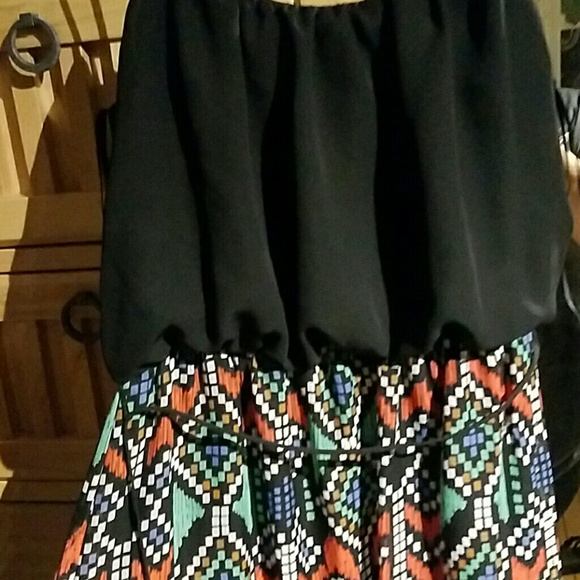 Black and multi colored maxi dress