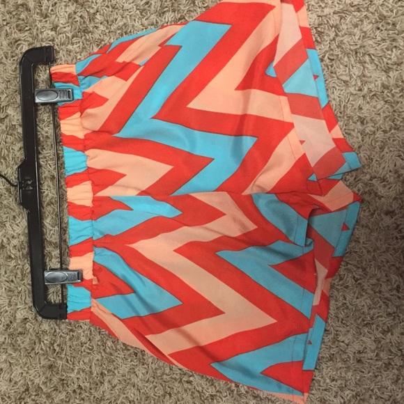 Orange and blue chevron shorts