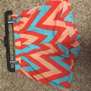Orange and blue chevron shorts