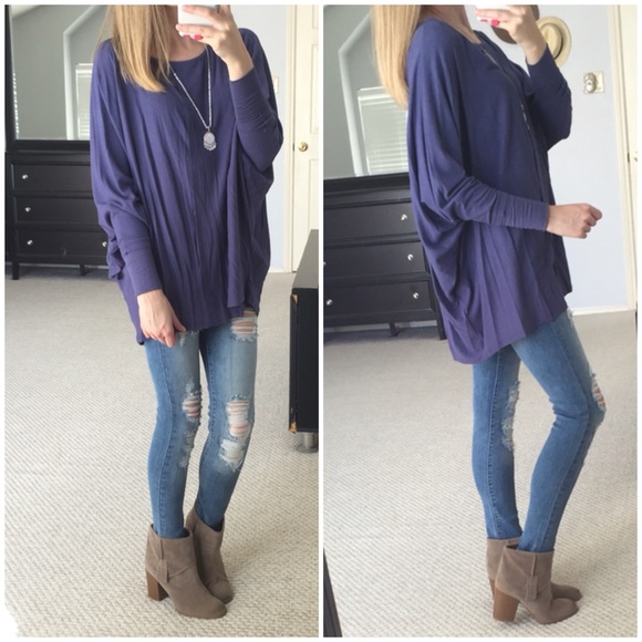 LAST ITEM▫️Denim Dolman Cozy Long Sleeve - Picture 2 of 4