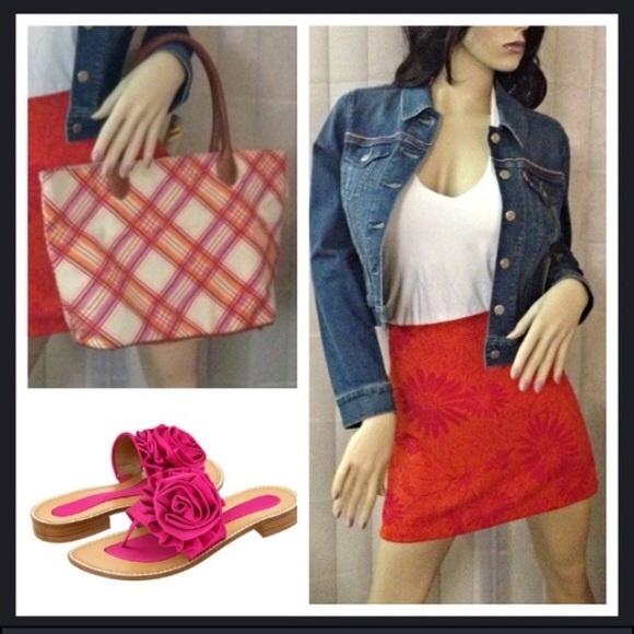 Vintage 1990's orange & pink daisy skirt - Picture 1 of 3