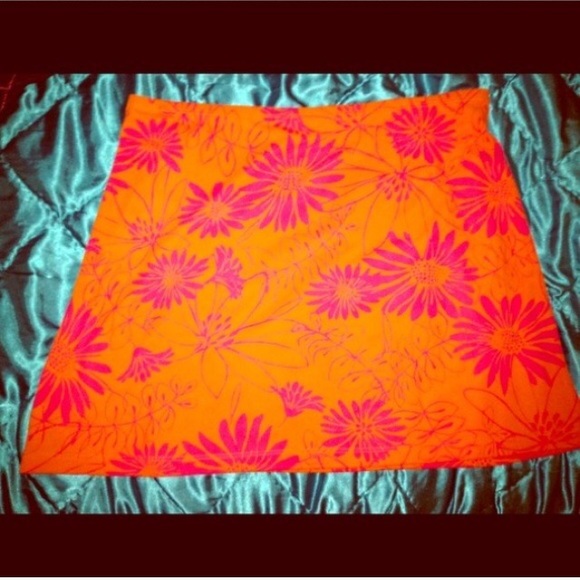 Vintage 1990's orange & pink daisy skirt - Picture 2 of 3