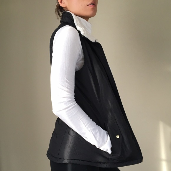💣SALE Black quilted shearling vest - Picture 2 of 4