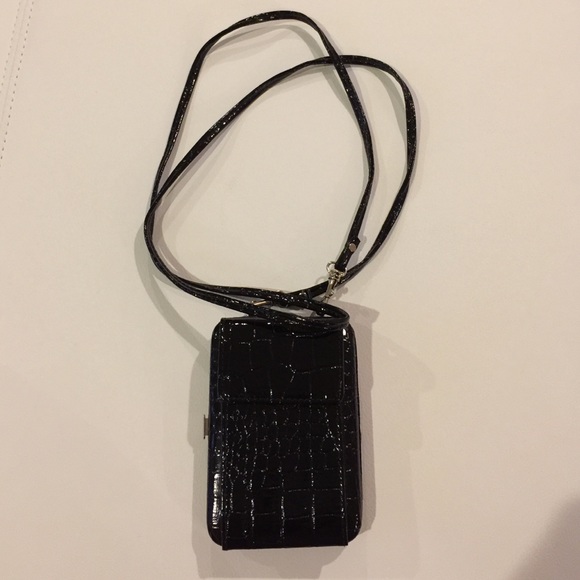 Black wallet on a strap