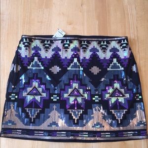 Express Sequin Aztec Skirt