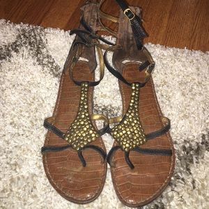 Sam Edelman black/gold gladiator sandals. Size 7.5