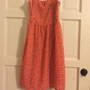 Orange dress with purple and white hearts