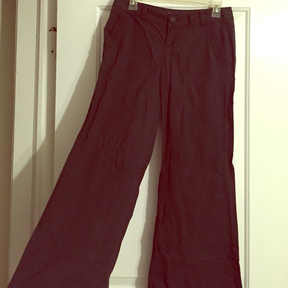 Black linen wide leg pant