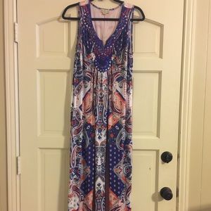 Orange, blue, and white maxi