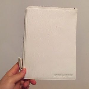 Opening ceremony white leather clutch