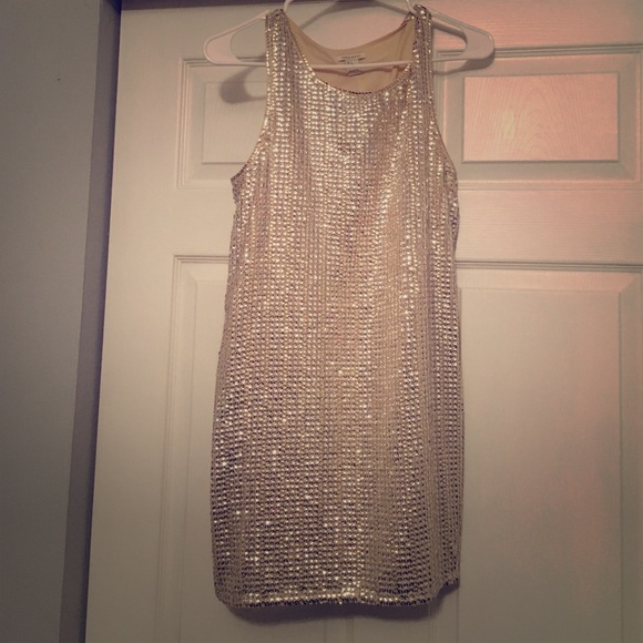 Champagne and silver cocktail dress