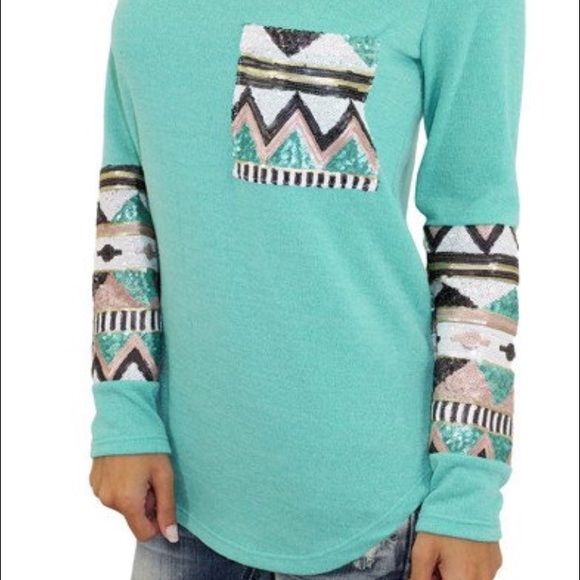 Mint Sequin Tunic - Picture 2 of 2