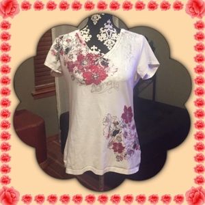 White Flowery Sport Tee